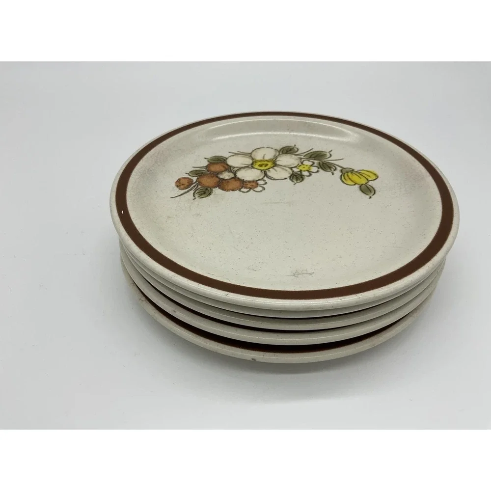 Vintage Woodhaven Collection Sunnybrook Bread Plates Set Of 5 Floral Stoneware
